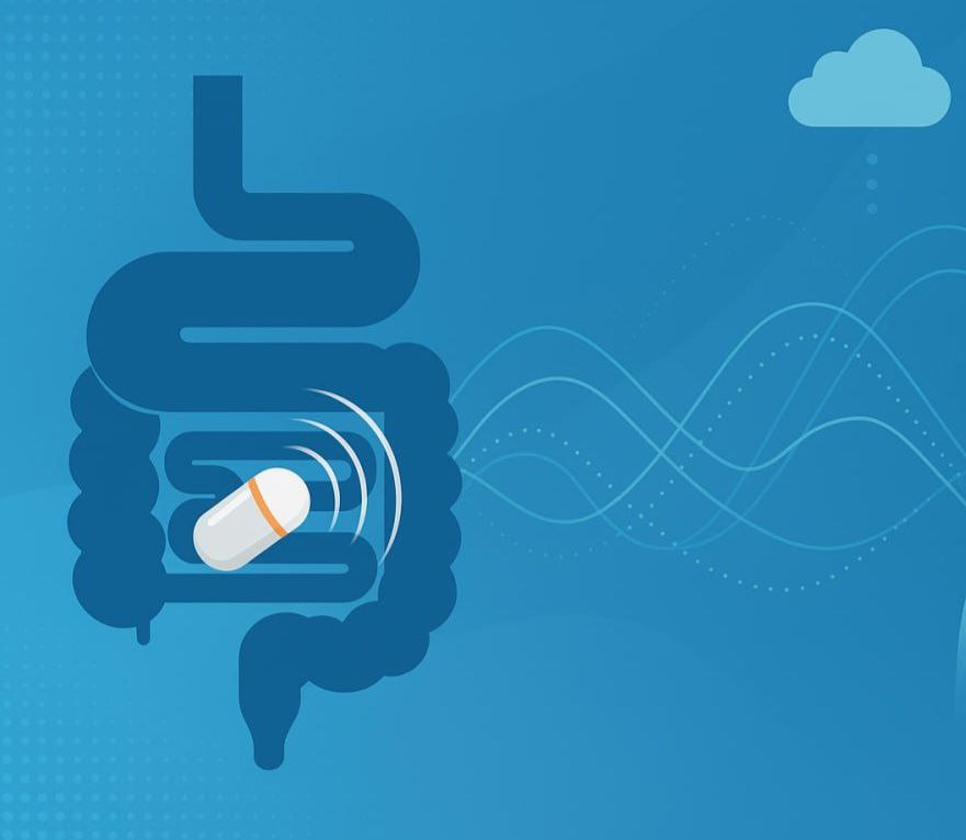 Capsule communication with GI tract illustration